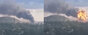 ▲ウクライナ東部のドネツク人民共和国（DPR）ゴルロフカ市にあるロシア側の弾薬庫が爆発している様子。／動画＝ツイッター
