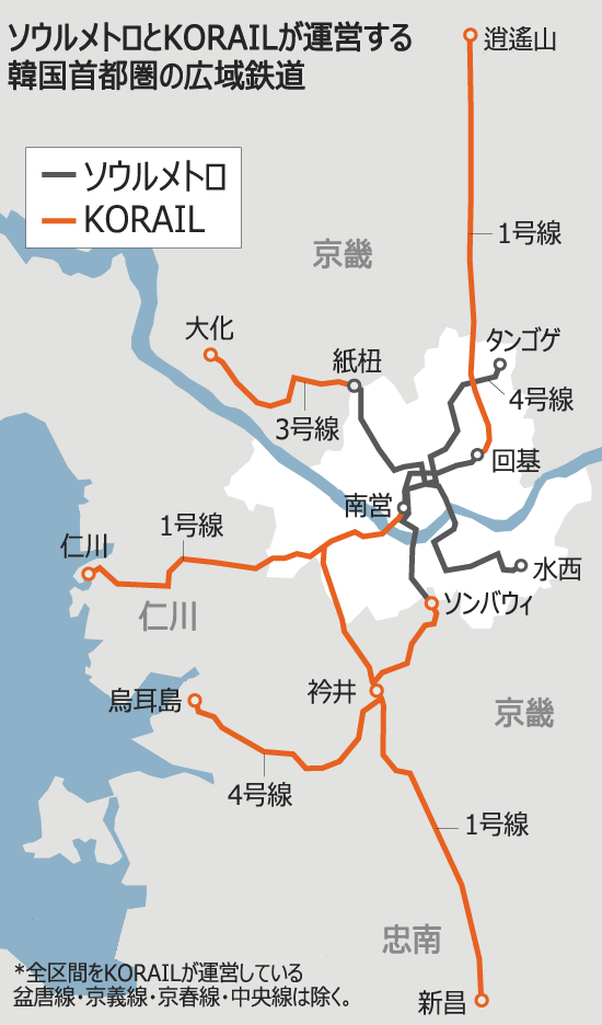 ソウルの地下鉄1・3・4号線、ソウルメトロだけじゃない？