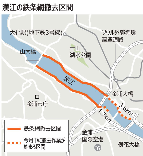 北のスパイ侵入防ぐ漢江鉄条網、40年ぶり部分撤去へ