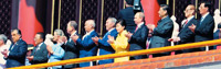 中国軍事パレード：朴大統領、天安門の楼閣上から参観
