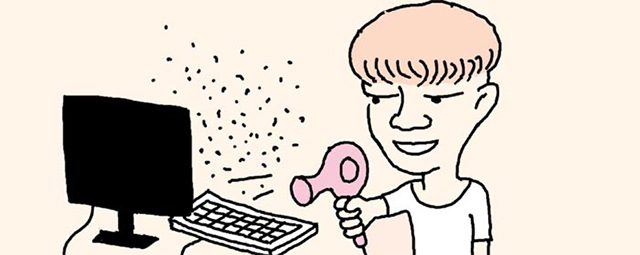 キーボードの間のほこりを取るには