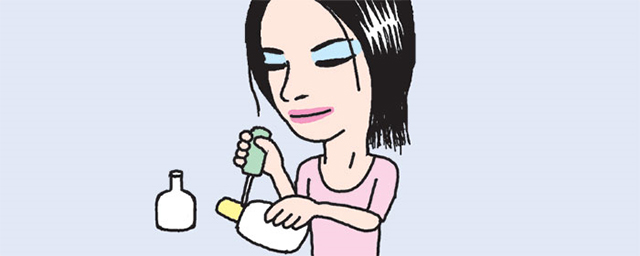 透明マニキュアで化粧品容器を密閉