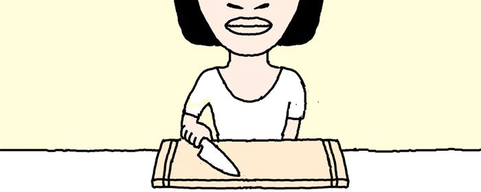 まな板の両端に輪ゴムを