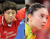 【写真説明】中国のネットユーザーたちが投稿した田志希の過去の写真（左）と、7月24日の東京五輪卓球女子シングルス第3戦に出場した田志希。／写真＝微博、東京＝イ・テギョン記者