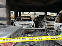 ▲11日に忠清南道天安市西北区にある地下1階・地上4階建てのピロティ構造のマンションで火災が発生、12人が病院に搬送された。写真＝NEWSIS