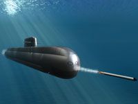 ▲韓国海軍の最新鋭潜水艦「張保皐（チャン・ボゴ）3級」が実戦中に作戦を展開する想像図。