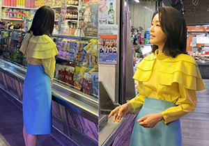 ▲尹錫悦（ユン・ソンニョル）大統領の妻・金建希（キム・ゴンヒ）夫人はマドリードのマラビージャス市場にある韓国系在住者の食料品店を訪れた。写真＝NEWSIS