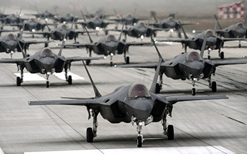 ▲F35Aステルス戦闘機。2022年3月25日。／写真＝韓国国防部提供