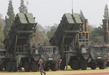 ▲迎撃ミサイル「パトリオット」（PAC2）