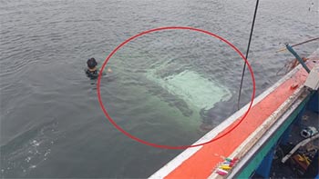 ▲海に転落した車両／写真提供＝済州東部消防署