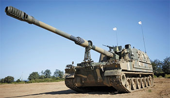 ▲ハンファ・エアロスペースのK9自走砲。／写真＝ハンファ・エアロスペース提供