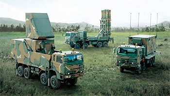 ▲中距離地対空誘導兵器「天弓II」システム／韓国防衛事業庁提供