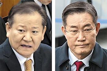 ▲李祥敏・前行政安全相（左）、申源湜・国家安保室長