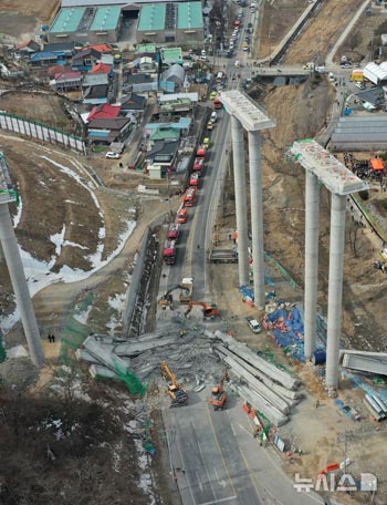 安城の高速道路工事現場で崩壊事故