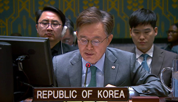 ▲黄浚局（ファン・ジュングク）韓国国連大使。／国連