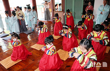 「伝統礼節を学びます」