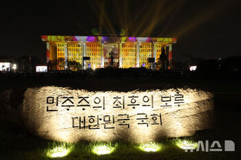 光復80年前夜祭　メディアファサード公演が行われた韓国国会議事堂　／ソウル