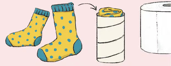 靴下の収納はトイレットペーパーの芯で