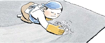 カーペットのお掃除はゴム手袋で