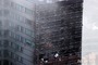 火災が発生したオフィステル駐車タワー　／釜山