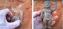 ▲オーストラリアの2人組捜索チームがインド洋に面する現地の海岸で中国の「明」の時代のものとみられる青銅の仏像を発見した。（写真はユーチューブ映像）