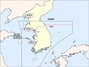 ▲北朝鮮の飛翔体の一部とみられる浮遊物が発見された位置（赤い点）を示す地図（国防部提供）