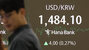 ▲1ドル＝1484ウォン。ソウル市内のハナ銀行ディーリングルームのディスプレー／23日、パク・ソンウォン記者